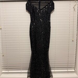 Elegant Black Sequin Evening Gown